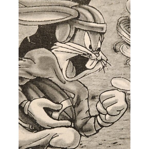 Vintage 1995 Looney Tunes Tribune Football Single Stitch Adult XL Grey T-Shirt - Picture 13 of 15